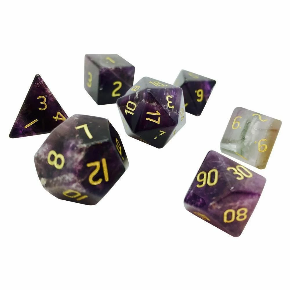 Other Amethyst Semi-Precious Gemstone 7ct Polyhedral Dice Set