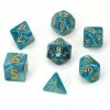 Common Ground Games Die Hard Dice 7ct Mega Dice - Teal Swirl W/ Gold