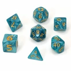 Common Ground Games Die Hard Dice 7ct Mega Dice - Teal Swirl W/ Gold