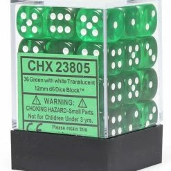 Other Chessex 12mm Translucent Green/White 36ct D6 Set (23805)