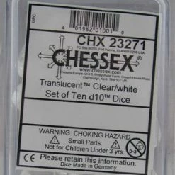 Other Chessex Translucent Clear/White 10ct D10 Set (23271) Dice