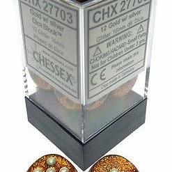 Other Chessex 16mm Glitter Gold/Silver 12ct D6 Set (27703) Dice