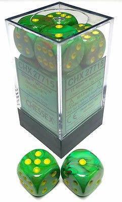 Other Chessex 16mm Vortex Slime/Yellow 12ct D6 Set (27715)