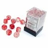 Common Ground Games Chessex 12mm Nebula Red/Silver Luminary 36ct D6 Set (27954) Dice
