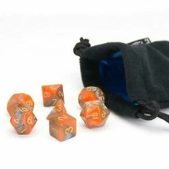 Other Dice Easy Roller Orange/Grey Swirl 7ct Polyhedral Set With Bag