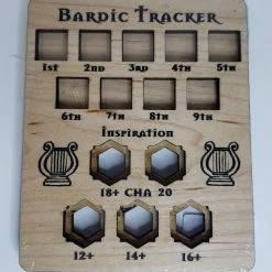 Other Role Playing Games 5e Hardwood Character Cards - Bard Tracker In Cherry Wood