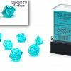 Common Ground Games Chessex Mini 7ct Polyhedral Dice Set Translucent Teal/White (20385)