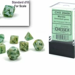 Common Ground Games Chessex Mini 7ct Polyhedral Dice Set Marble Green/Dark Green (20409)