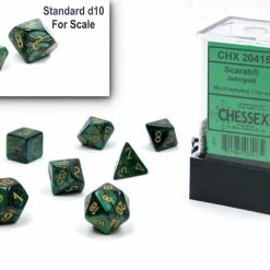 Common Ground Games Chessex Mini 7ct Polyhedral Dice Set Scarab Jade/Gold (20415)