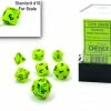 Common Ground Games Chessex Mini 7ct Polyhedral Dice Set Vortex Bright Green/Black (20430)