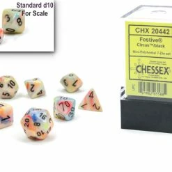 Common Ground Games Chessex Mini 7ct Polyhedral Dice Set Festive Circus (20442)