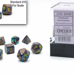 Common Ground Games Chessex Mini 7ct Polyhedral Dice Set Festive Mosaic (20450)