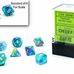 Common Ground Games Chessex Mini 7ct Polyhedral Dice Set Festive Waterlily (20546)