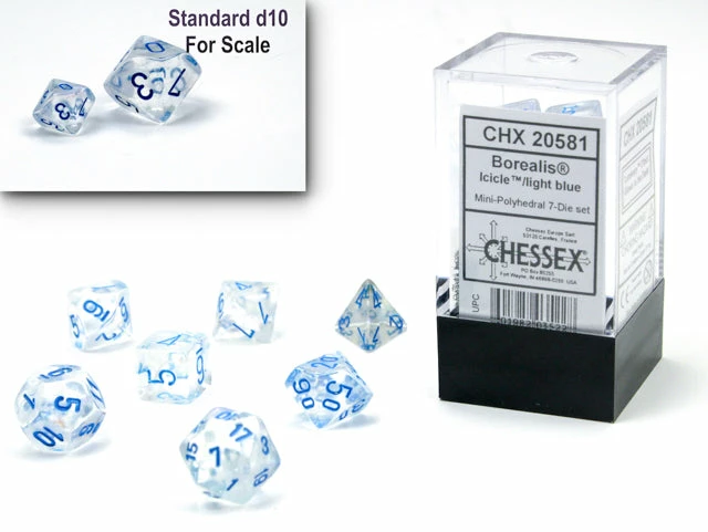 Common Ground Games Chessex Mini 7ct Polyhedral Dice Set Borealis Luminary Icicle (20581)