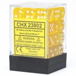 Other Dice Chessex 12mm Translucent Yellow/White 36ct D6 Set (23802)