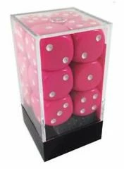 Other Dice Chessex 16mm Opaque Pink/White 12ct D6 Set (25644)