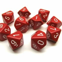 Other Chessex Opaque Red/White 10ct D10 Set (26204) Dice