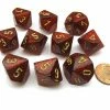Other Chessex Glitter Red/Gold 10ct D10 Set (27304) Dice