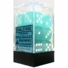 Other Dice Chessex 16mm Frosted Teal/White 12ct D6 Set (27605)