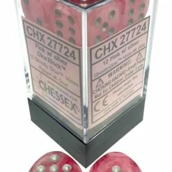 Other Dice Chessex 16mm Ghostly Glow Pink/Silver 12ct D6 Set (27724)