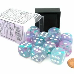 Common Ground Games Dice Chessex 16mm Nebula Wisteria/White Luminary 12ct D6 Set (27745)