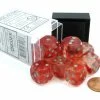 Common Ground Games Dice Chessex 16mm Nebula Red/Silver Luminary 12ct D6 Set (27754)