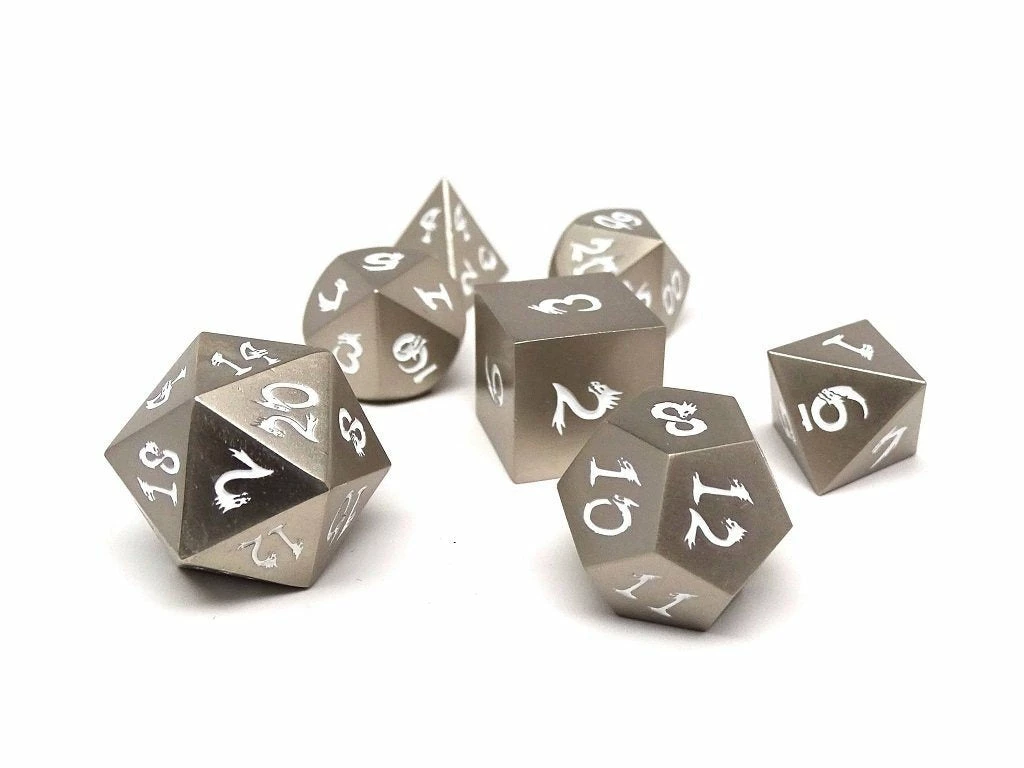 Other Easy Roller Metal Dice Of Ancient Dragons Silver/White 7ct Polyhedral Set