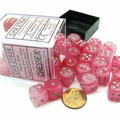 Other Dice Chessex 12mm Ghostly Glow Pink/Silver 36ct D6 Set (27924)