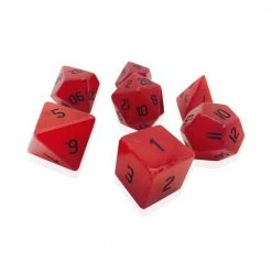 Other Red Jade Semi-Precious Gemstone 7ct Polyhedral Dice Set