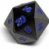 Other Dice Easy Roller Single Gunmetal D20 Electric Blue