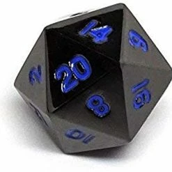 Other Dice Easy Roller Single Gunmetal D20 Electric Blue