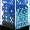 Other Dice Chessex 16mm Borealis Sky Blue/White 12ct D6 Set (27626)