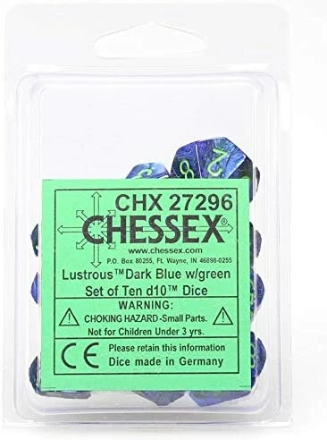 Other Chessex Gemini Lustrous Dark Blue/Green 10ct D10 Set (27296)
