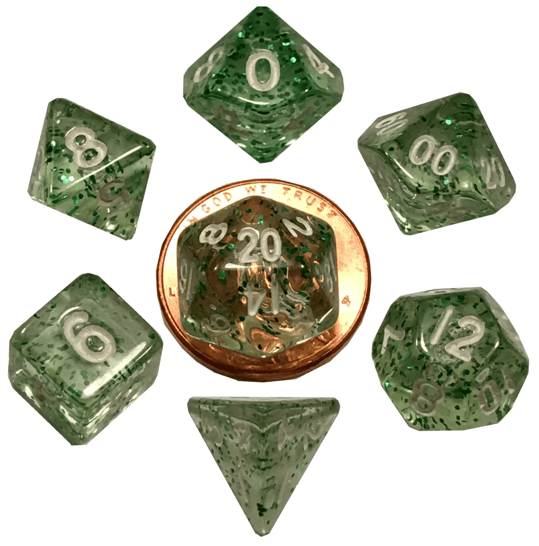Other Metallic Dice Games Mini Ethereal Green/White 7ct Polyhedral Set