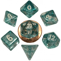 Other Metallic Dice Games Mini Ethereal Light Blue/White 7ct Polyhedral Set