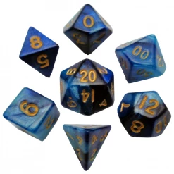 Other Metallic Dice Games Mini Blue-Light Blue/Gold 7ct Polyhedral Dice Set
