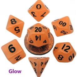Other Metallic Dice Games Mini Glow In The Dark Orange/Black 7ct Polyhedral Set