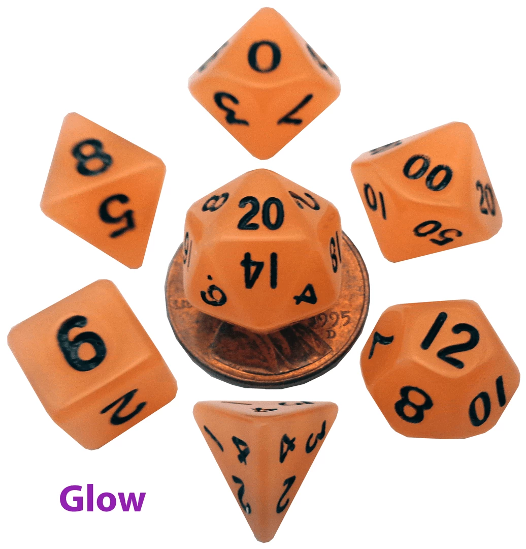 Other Metallic Dice Games Mini Glow In The Dark Orange/Black 7ct Polyhedral Set