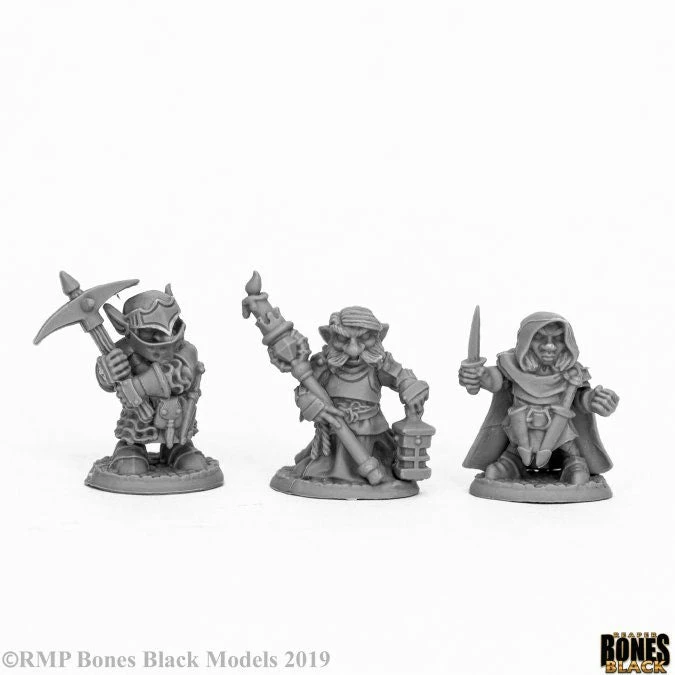 Other Reaper Miniatures Bones Black Deep Gnome Warriors 3p (44060) Reaper Bones Black