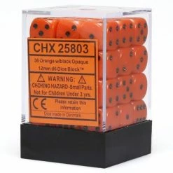 Other Chessex 12mm Opaque Orange/Black 36ct D6 Set (25803)