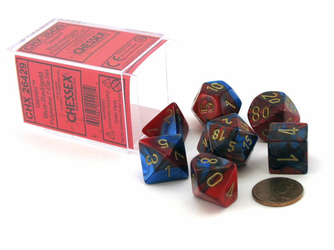 Other Chessex Gemini Blue-Red/Gold 7ct Polyhedral Set (26429) Dice