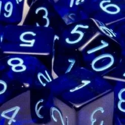 Other Role4Initiative Translucent Dark Blue With Light Blue Numbers 7ct Polyhedral Set Dice