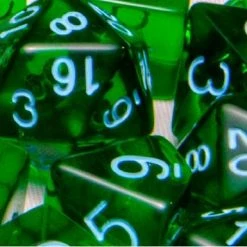 Other Role4Initiative Translucent Dark Green With Light Blue Numbers 7ct Polyhedral Set Dice