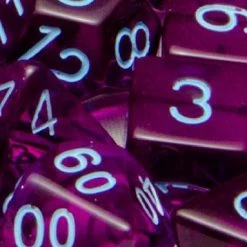 Other Role4Initiative Translucent Dark Purple With Light Blue Numbers 15ct Polyhedral Set