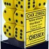 Other Dice Chessex 16mm Opaque Yellow/Black 12ct D6 Set (25602)