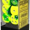Other Dice Chessex 16mm Gemini Green Yellow/Silver 12ct D6 Set (26654)
