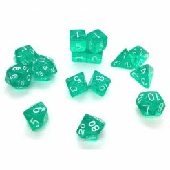 Other Role4Initiative Translucent Teal With White Numbers 15ct Polyhedral Set Dice