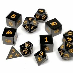 Other Dice Easy Roller Metal Gunmetal Gold Signature Font 11ct Polyhedral Set