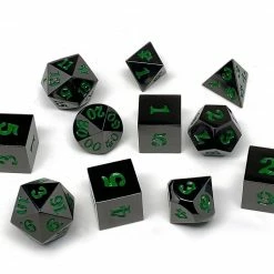 Other Easy Roller Metal Gunmetal Green Signature Font 11ct Polyhedral Set Dice