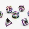 Other Dice For All 7pc Metal RPG Dice Set - Asexual Pride Flag With Rainbow Metal